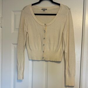 VTG dELiA*s Cropped Ribbed Cardigan - Ivory Cream Y2K